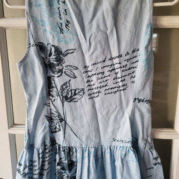 ASOS DESIGN slash neck button down dropped waist mini sundress blue floral Sz 4 - Picture 10 of 13